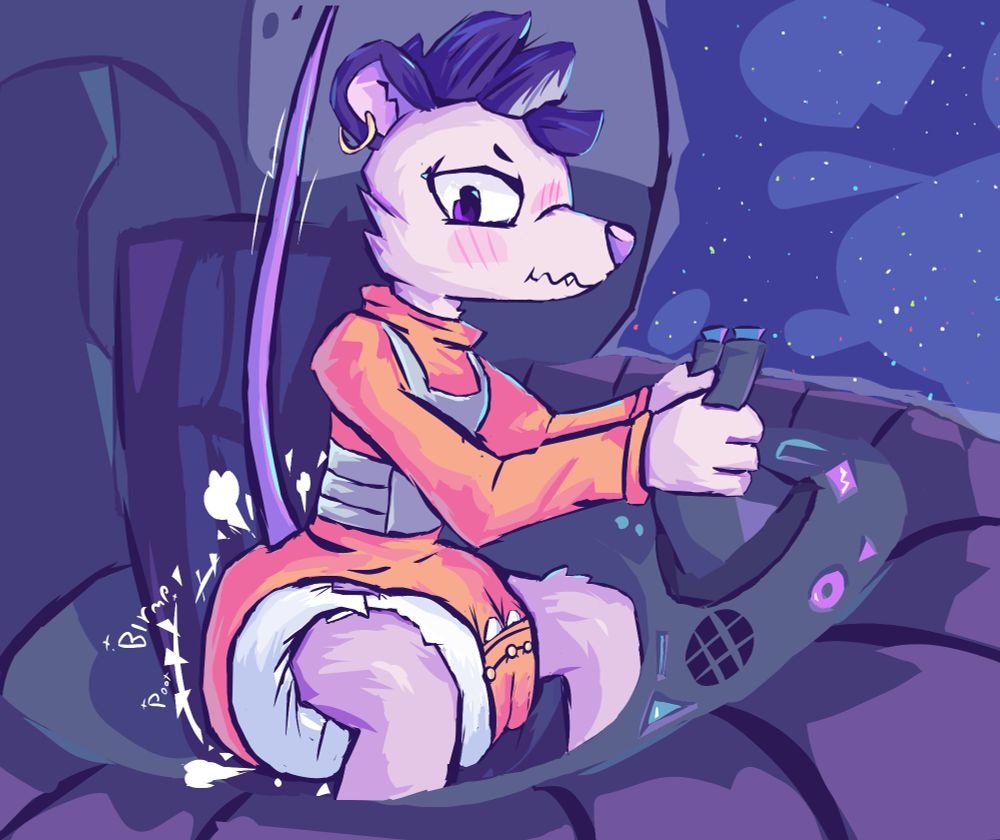 alternative version of previous image, riggs is now shitting with a focused & flustered expression on her face