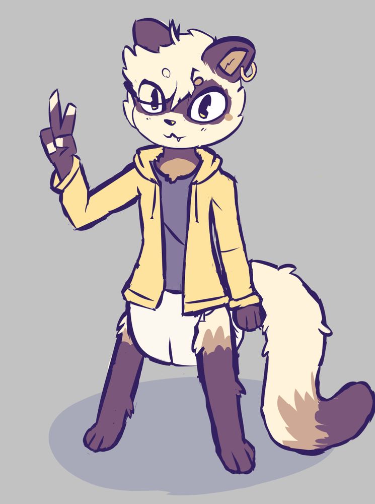 ferret standing up doing the peace symbol thing with their fingers 