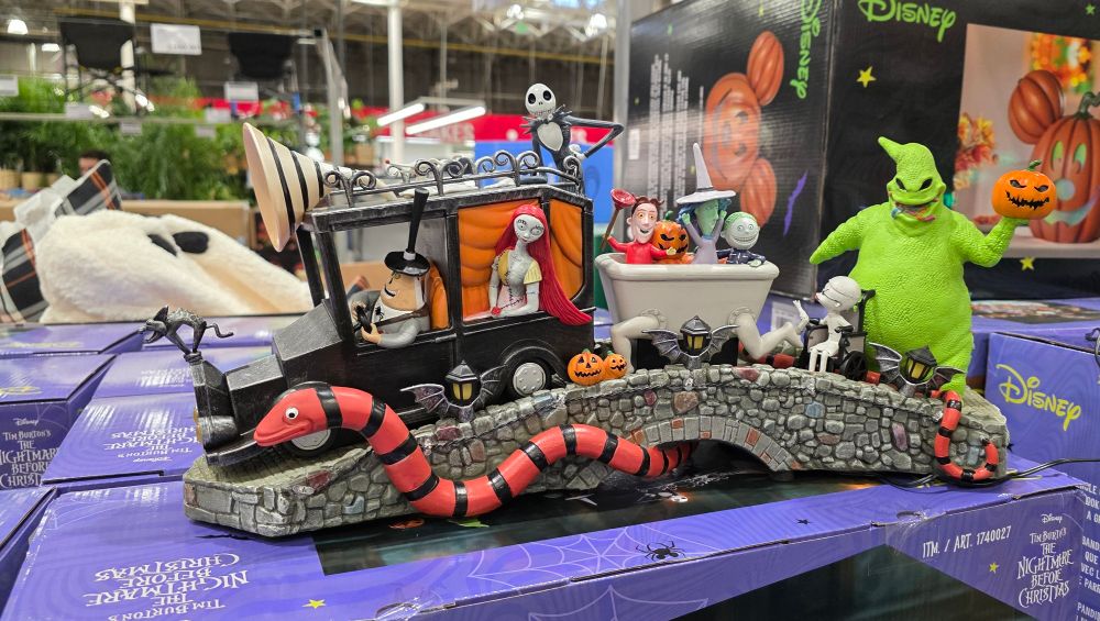 Nightmare Before Christmas Halloween decoration. It's a model of a bunch of the characters rid g in a parade together. 