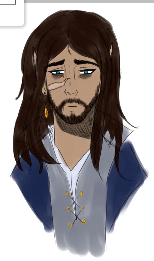 A bust sketch of a new nameless highelf oc. He looks down/ sad. 