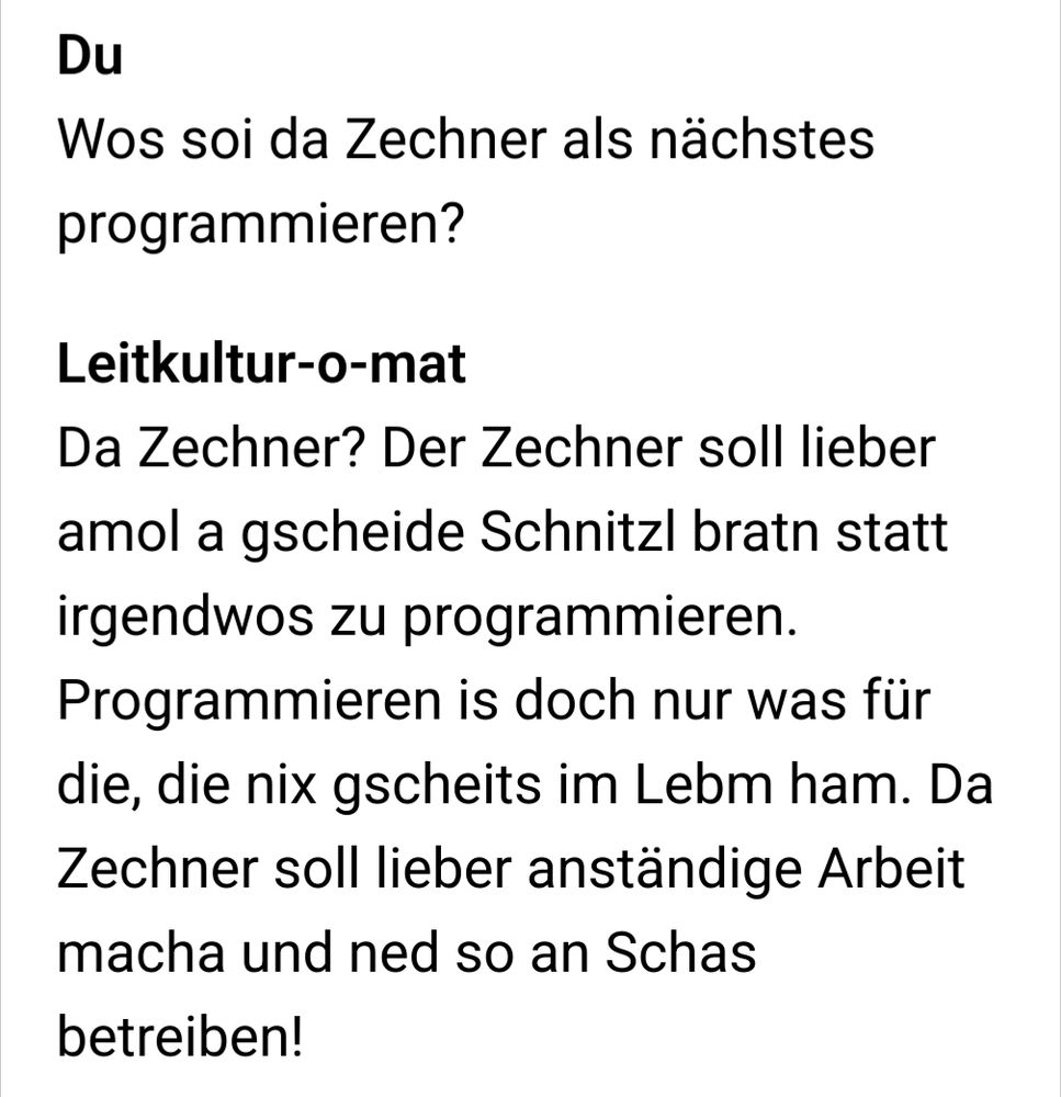 Leitkultur-o-mat fordert, Marion soi wos gscheites arbeiten