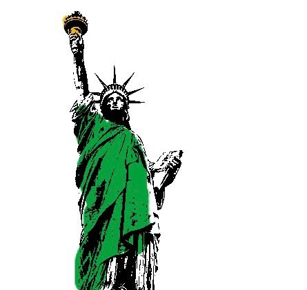 Statue of Liberty sketch style  with green cloth gown. 
