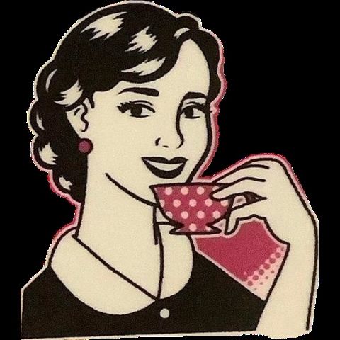 50s era lady sipping red polka dot coffee cup. Picture is here to increase interest to help people want to read the post. 