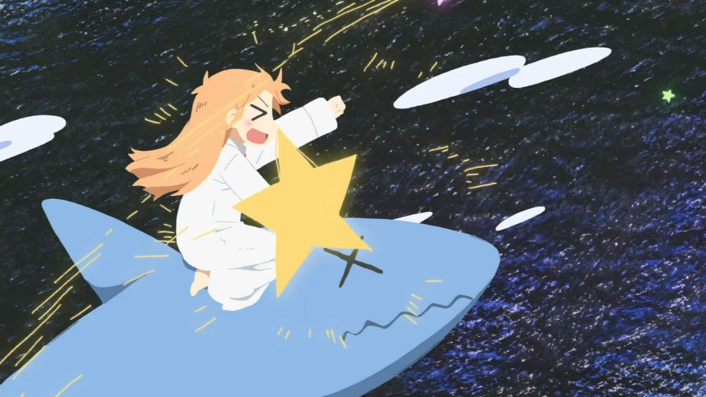 hakase riding same in the nichijou ed