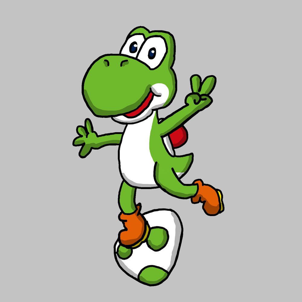 Drawing of Yoshi balancing on an egg