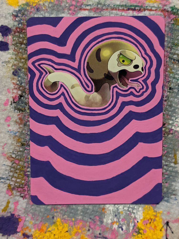 1/1 Deathtouch Snake token
Silicobra pokemon card altered with acrylic paint 