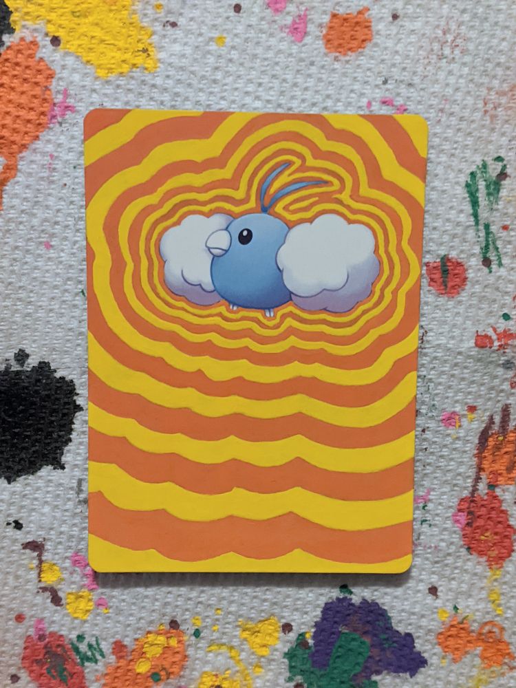 4/4 Flying Angel Creature Token for Magic the Gathering 
Swablu Pokemon card altered with acrylic paint 