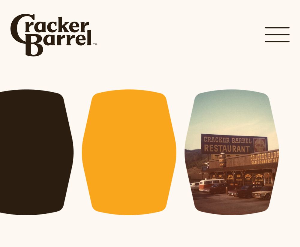Cracker Barrel new website with barrel accent art