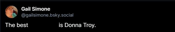 Gail's tweet with Teen Titan blacked out so that it says the best is donna trory