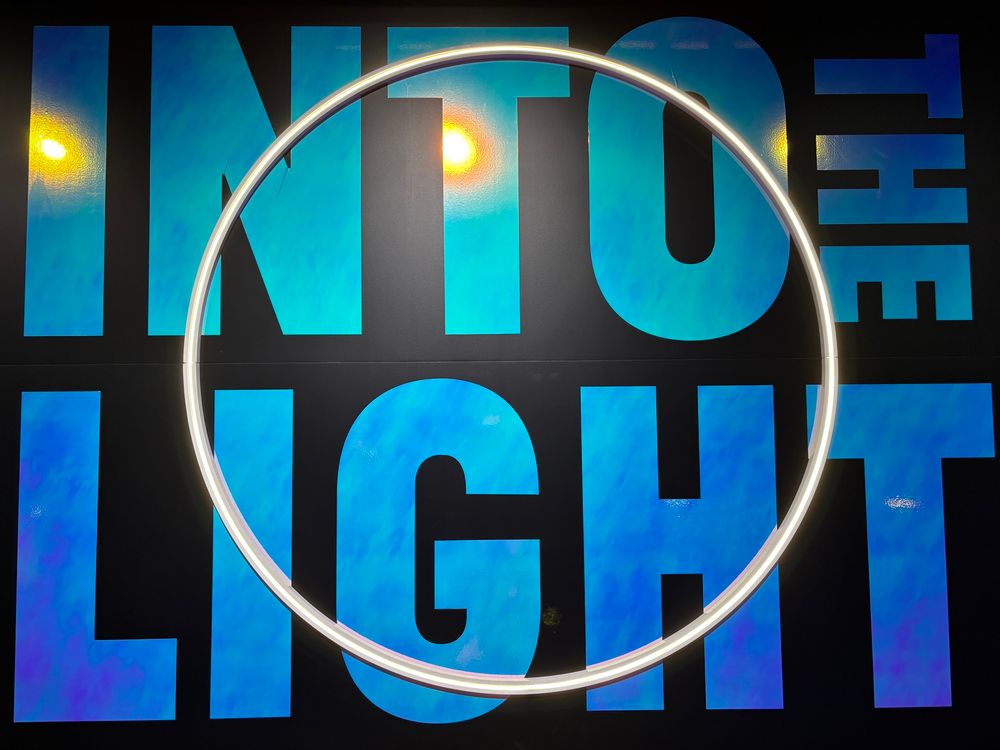 Le logo de l’expo : en gros INTO THE LIGHT