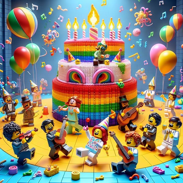 Geburtstagstorte und Figuren aus Lego