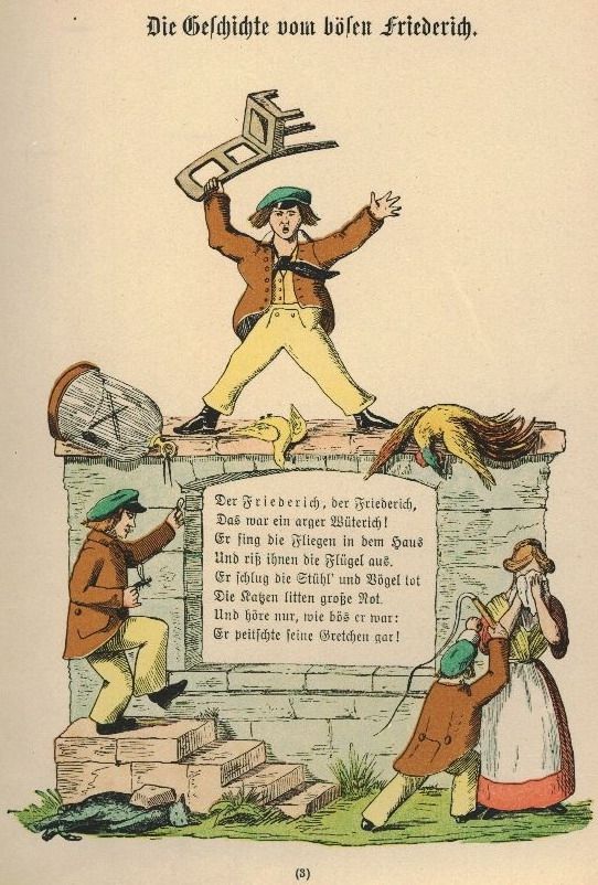 Die erste Seite von "Die Geschichte vom bösen Friederich:" aus dem Struwwelpeter 