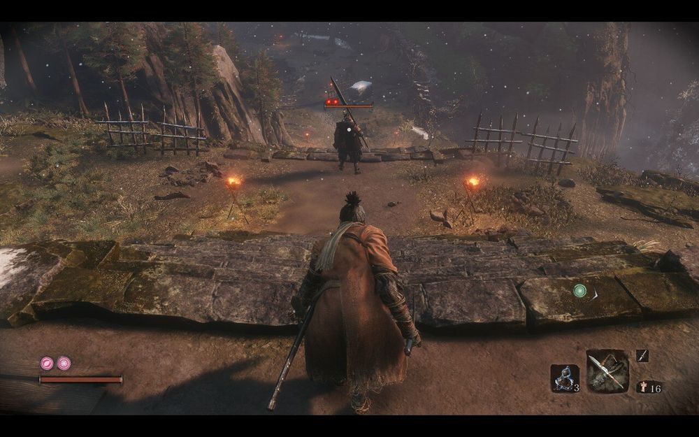 Standing behind Shibiku in the game Sekiro: Shadows Die Twice
