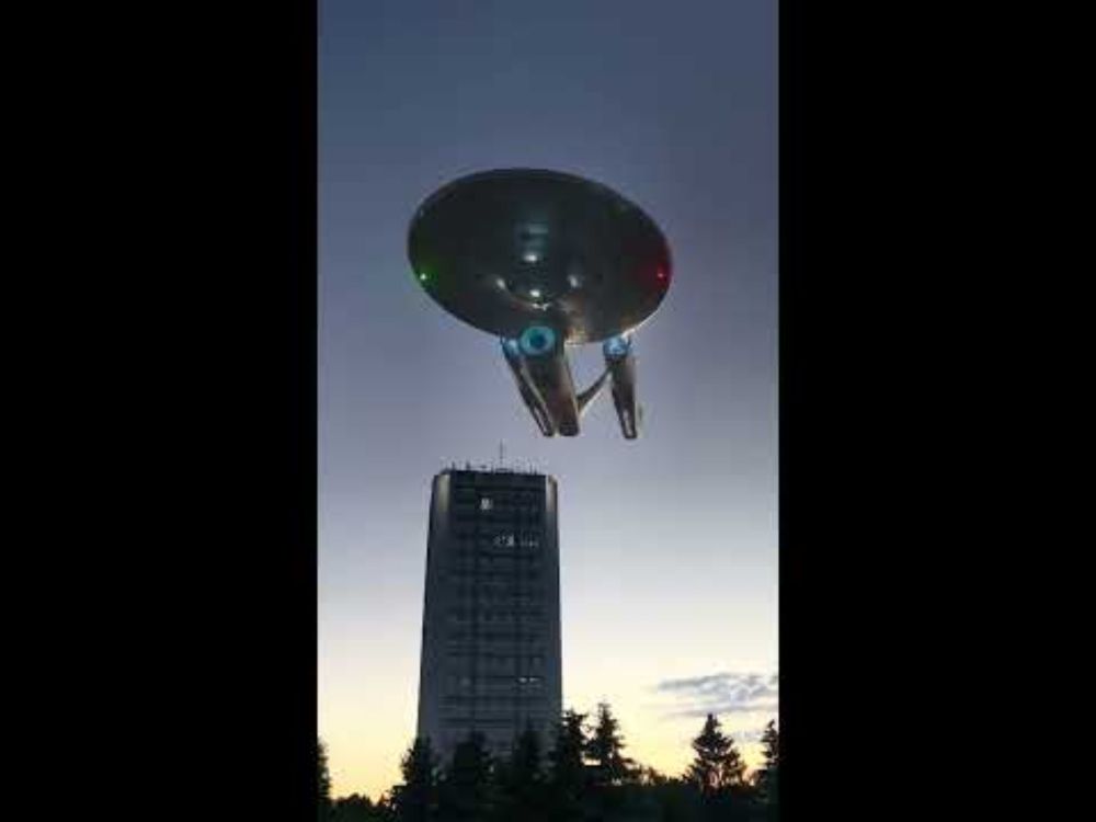 Star Trek starship over building