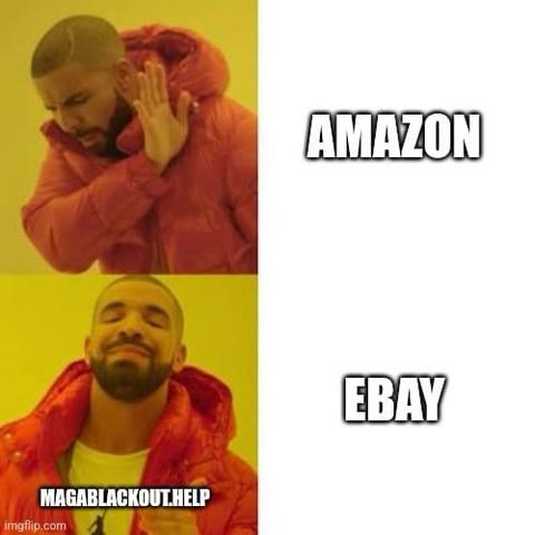 Drake meme with Amazon at the top and ebay at the bottom. 