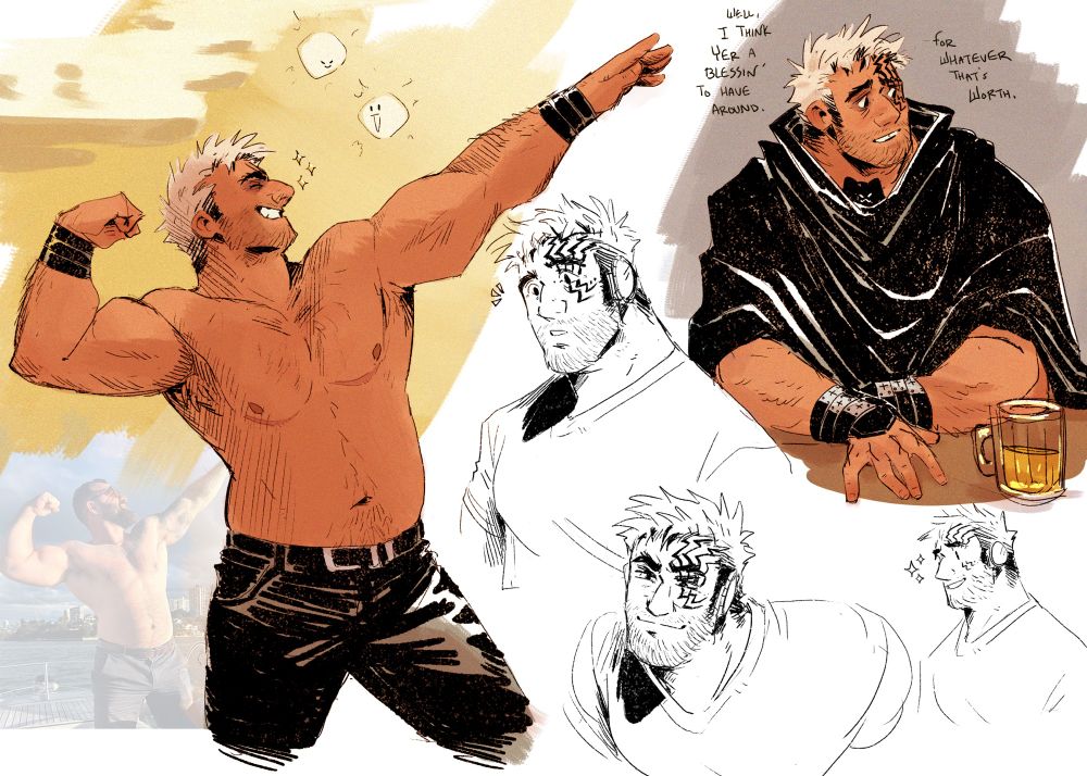 Sketches with color of Livio the Double Fang from Trigun Maximum