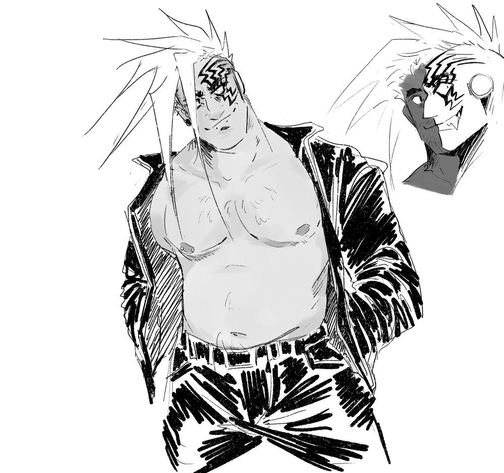 Sketches of Razlo from Trigun Maximum 