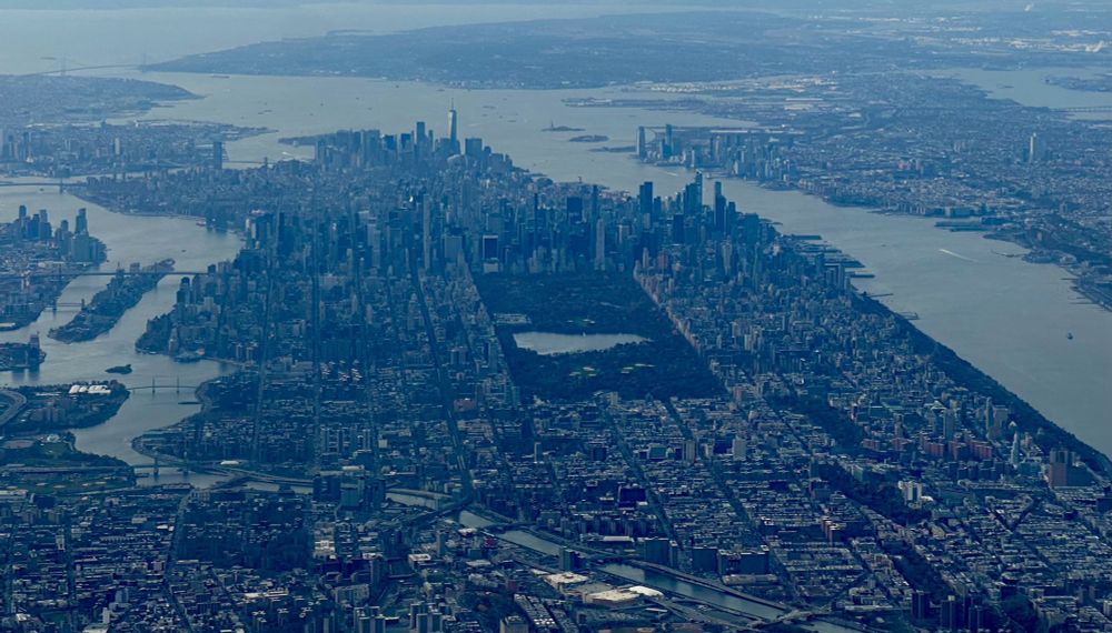 A view of Manhattan from the air