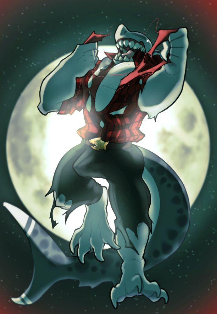 Gale under a fullmoon transforming, ripping through flannel and jeans.