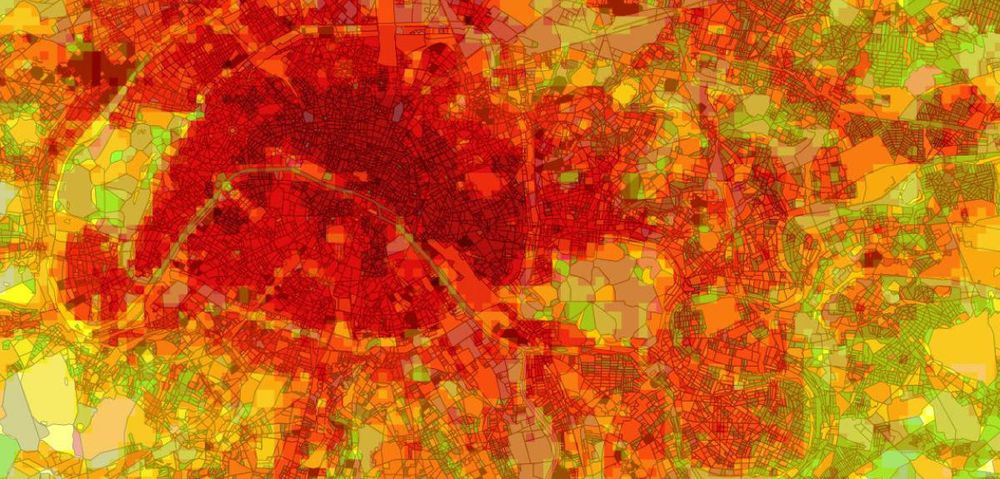 Carte de Paris simulation îlot de chaleur