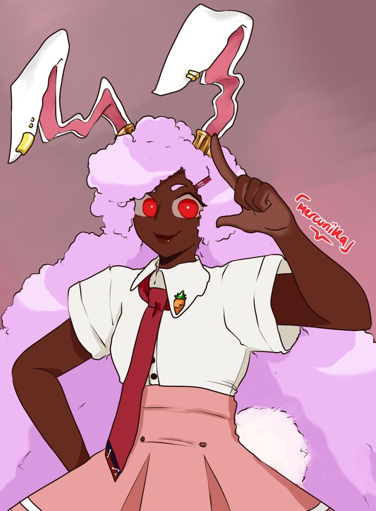 fanart of reisen udongein inaba striking a pose with a finger gun salute