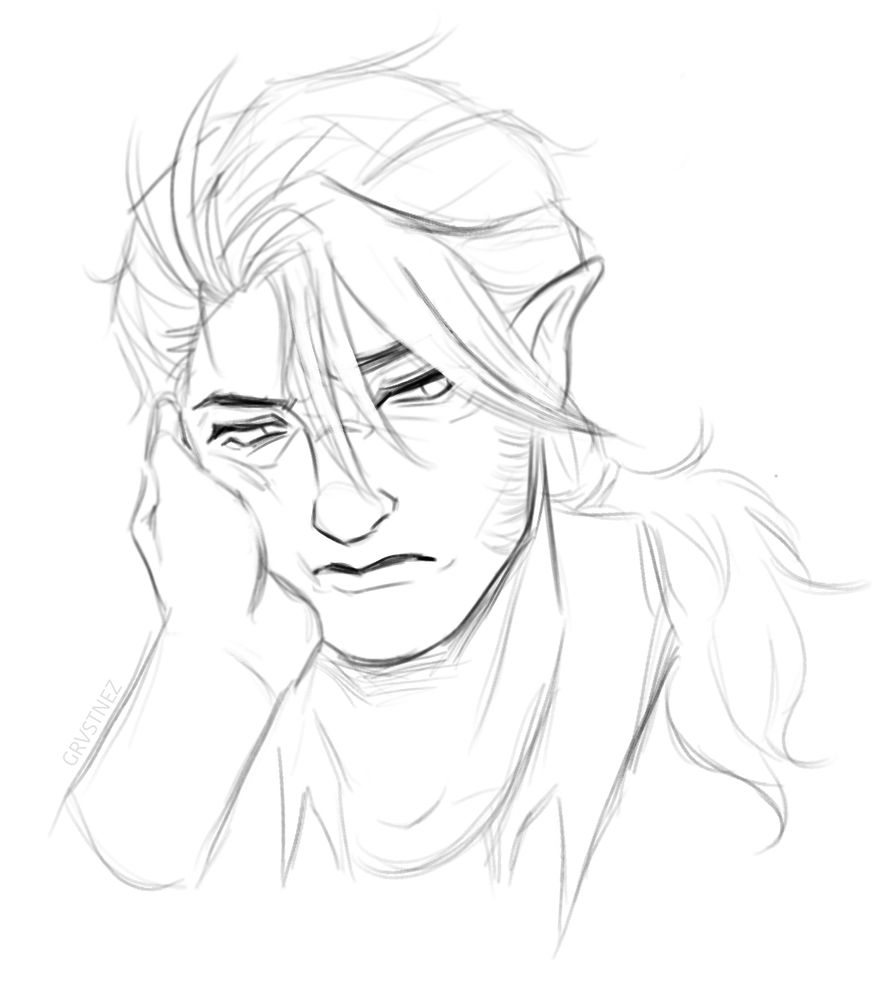 digital art sketch of scanlan shorthalt from critical role campaign 1 vox machina