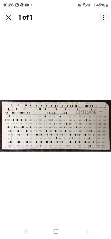 A punched data card from late 70s