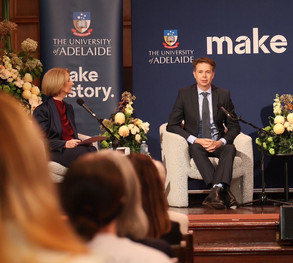 The Hon. Julia Gillard (left) with AIML Professor and Chief Scientist, Professor Anton van den Hengel at the 2025 Julia Gillard Public Lecture