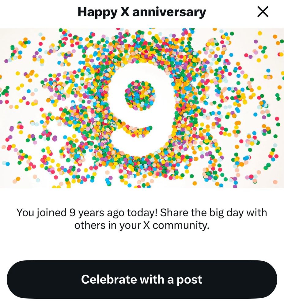 Image generated by Twitter/X letting me know that I spent 9 years on that platform