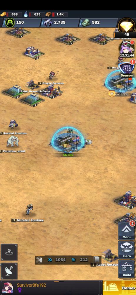 isometric overworld showing my city in the middle with a blue shield around it and you can see some other cities near by in the same state