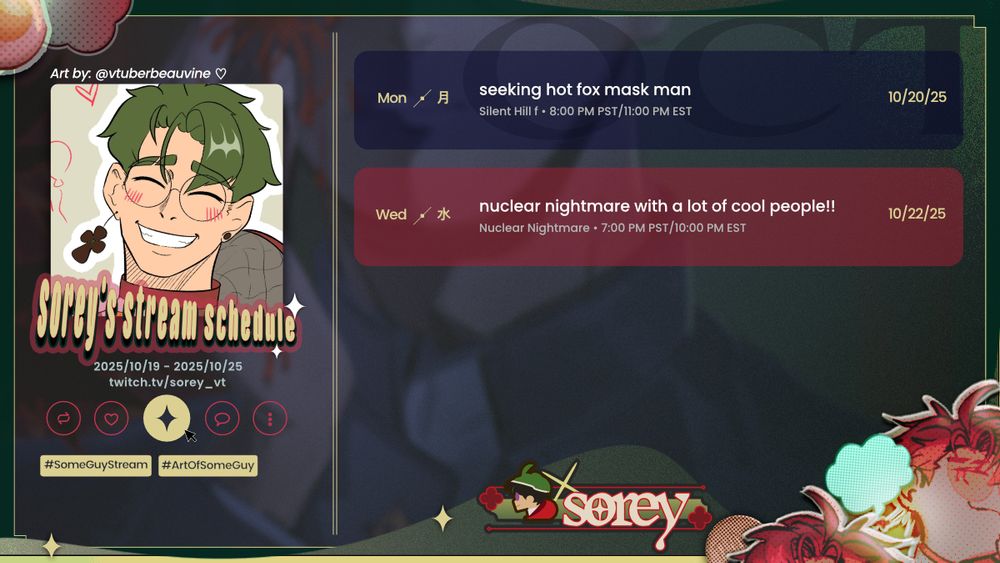 10/20/25 8PM PST/11PM EST - Silent Hill f
10/22/25 7PM PST/10PM EST - Nuclear Nightmare Collab