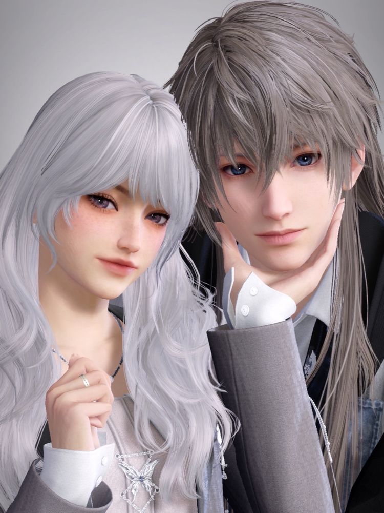 nadia gently cupping Xavier’s chin with her hand