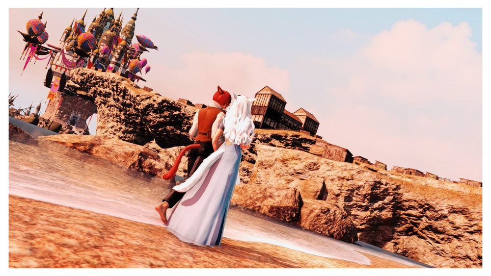 Lady N'yahdia and the Lord Exarch walking along the beaches outside of Eulmore