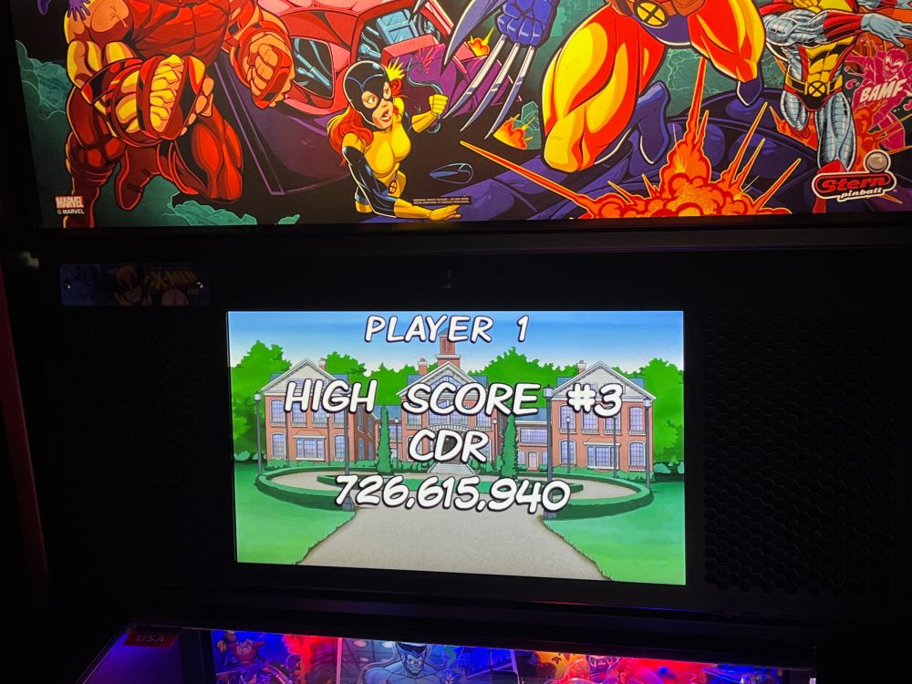 Stern's X-Men pinball machine.

High Score #3
CDR
726,615,940
