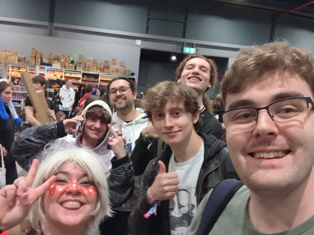 Me, mushroom woman, and a group of gamers