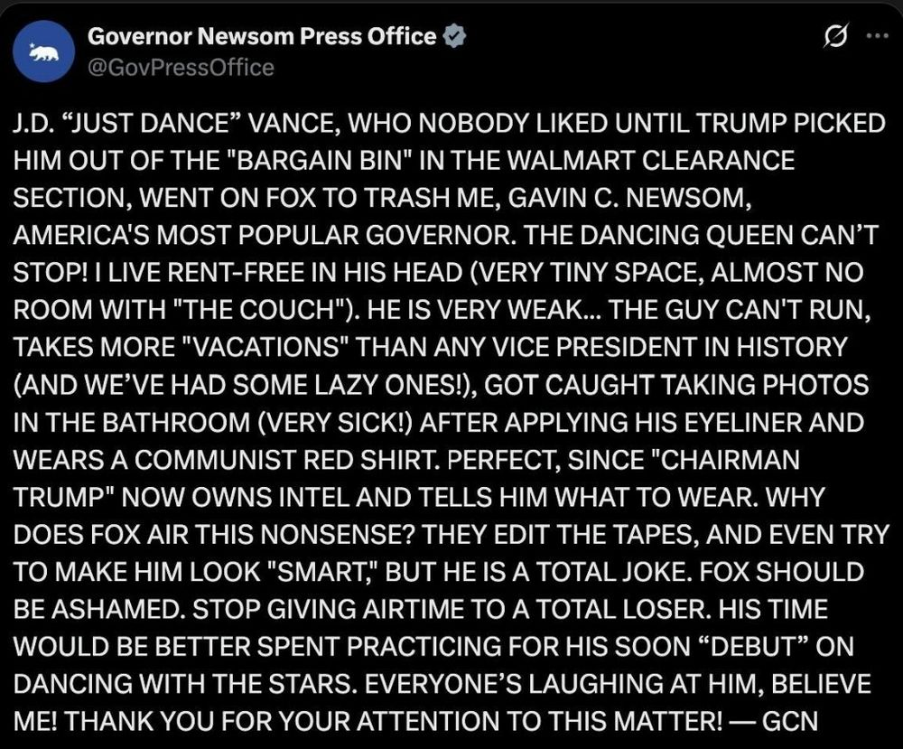 Governor Newsom Press Office @GovPressOffice J.D. 