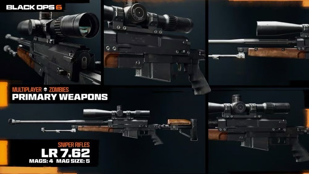 LR 7.62
• Unlocked at Level 49
• Default mag size: 5
• Mags: 4
• Fire mode: Bolt-action
