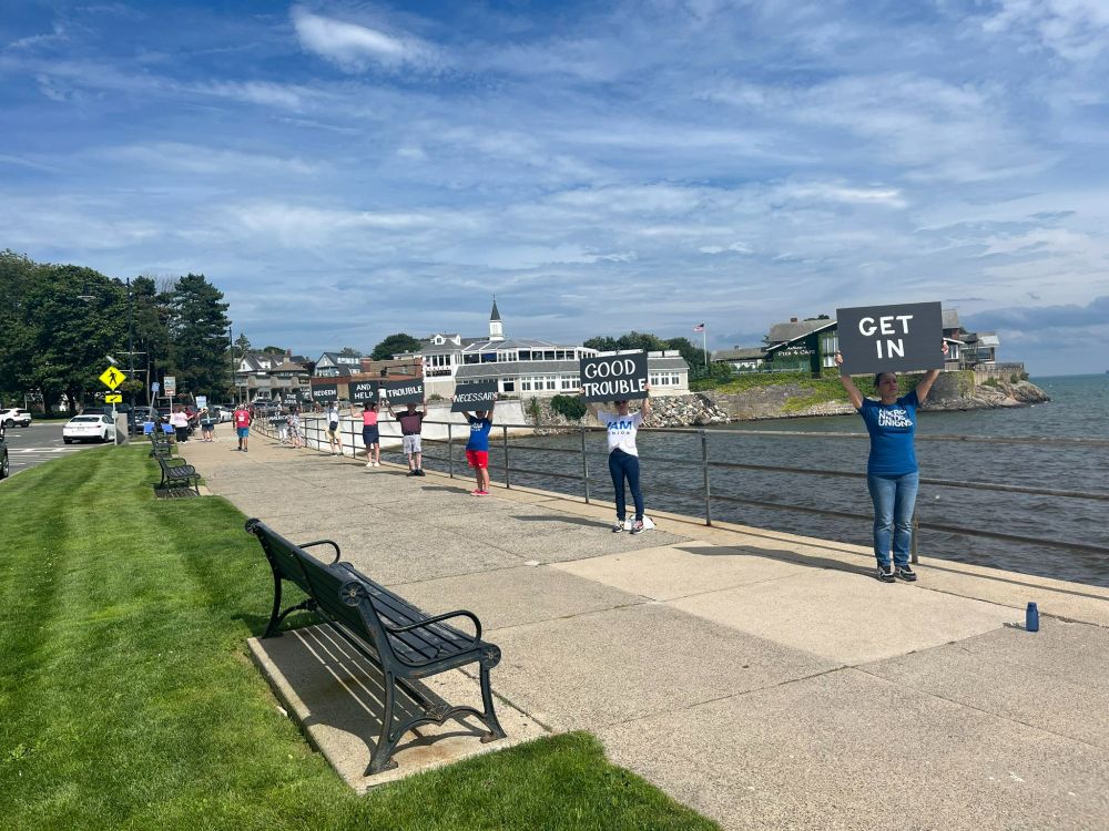 Sign holders promoting good trouble in Swampscott!
