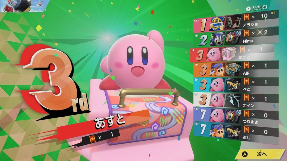 エアライダー　シティトライアルの結果画面
