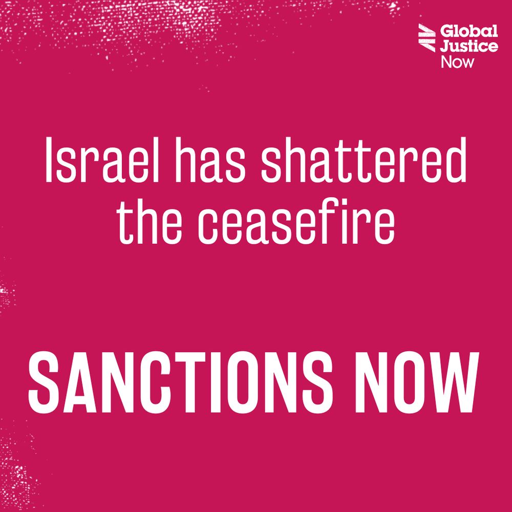 Text reads: Israel has shattered the ceasefire. SANCTIONS NOW.