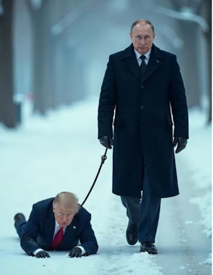 Puting walking Trump like a dog