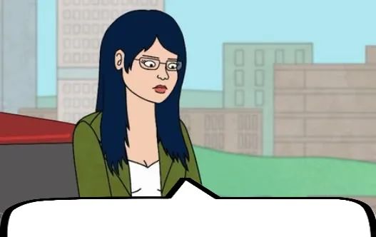 Diane Nguyen from BoJack Horseman, with a speech bubble containing the quoted post 