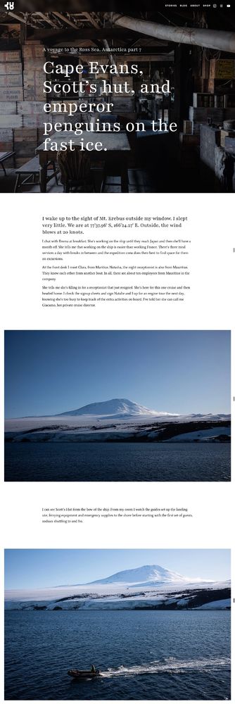 Kuovadis website Antarctica article detail page.