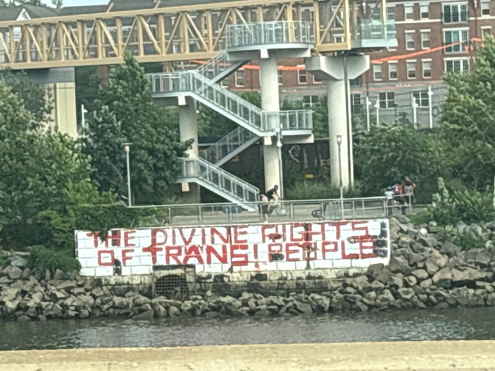 graffiti that says “THE DIVINE RIGHTS OF TRANS PEOPLE”