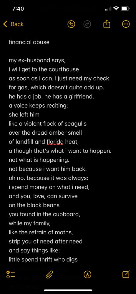 Poem about financial abuse.