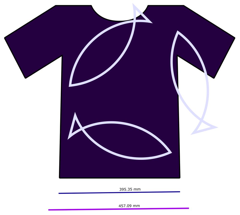 Look up of tshirt with circular fish pattern