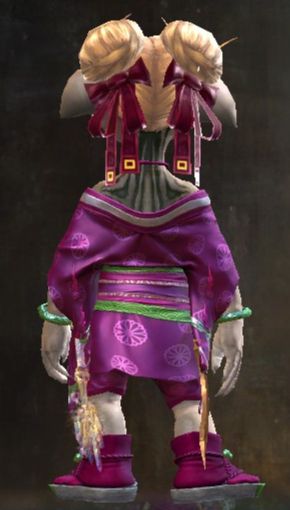 My Guild Wars 2 Asura girl in a kimono showing off her back/neck tattoos.