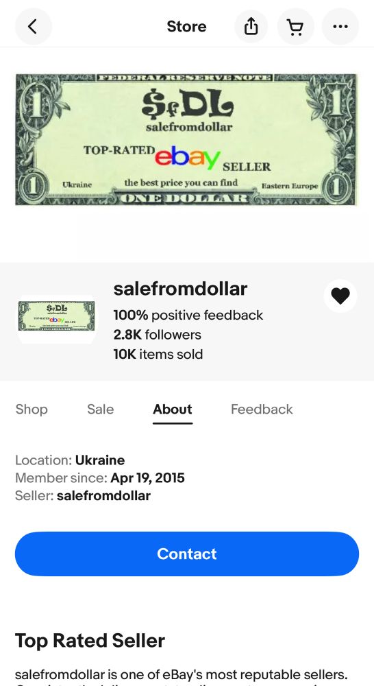 salefromdollar

100% positive feedback
2.8K followers
10K items sold

Location: Ukraine
Member since: Apr 19, 2015
Seller: salefromdollar
