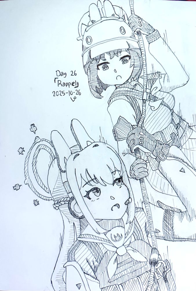 Miyako and Saki rappelling down