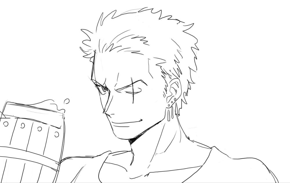 zoro drinking beer